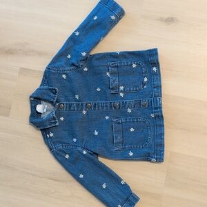 Hanna Andersson Denim Embroidered Daisy Chore Coat 4 Toddler Girl
